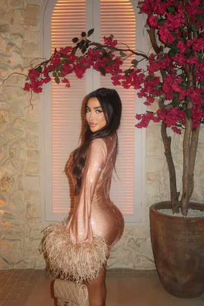 EMMA CRYSTAL DRESS IN ROSE GOLD