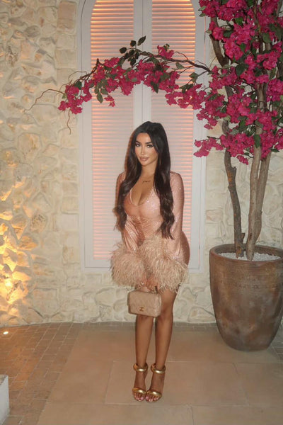 EMMA CRYSTAL DRESS IN ROSE GOLD