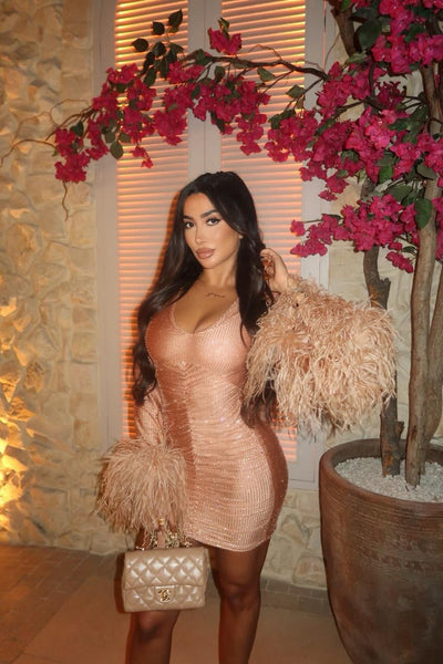 EMMA CRYSTAL DRESS IN ROSE GOLD
