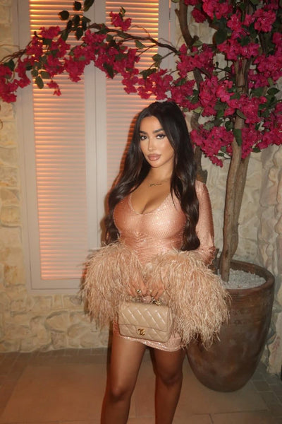 EMMA CRYSTAL DRESS IN ROSE GOLD